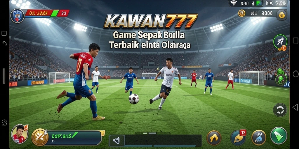 Tampilan gameplay yang seru dalam KAWAN777 dengan aksi sepak bola.