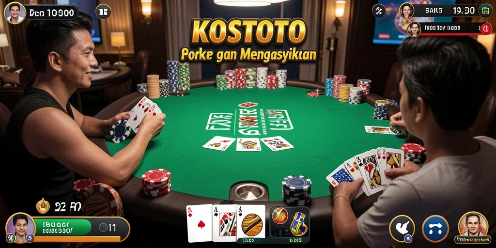 Screenshot KOSTOTO menampilkan aksi seru permainan Poker yang menggugah semangat.