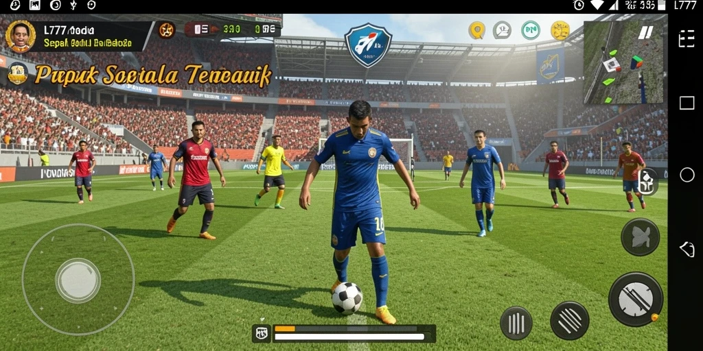 Tampilan gameplay menegangkan dalam L777 dengan aksi sepak bola seru.