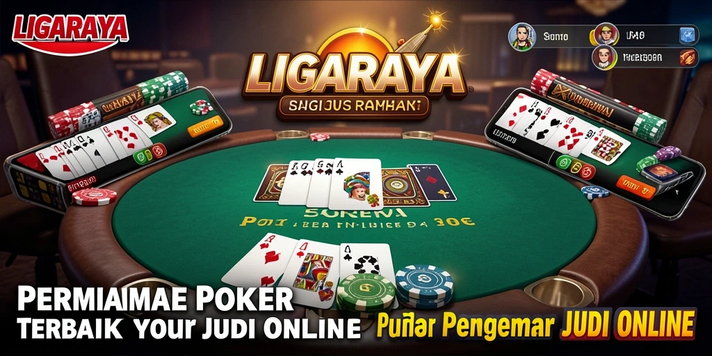 Tampilan gameplay menawan LIGARAYA dengan suasana poker yang intens.