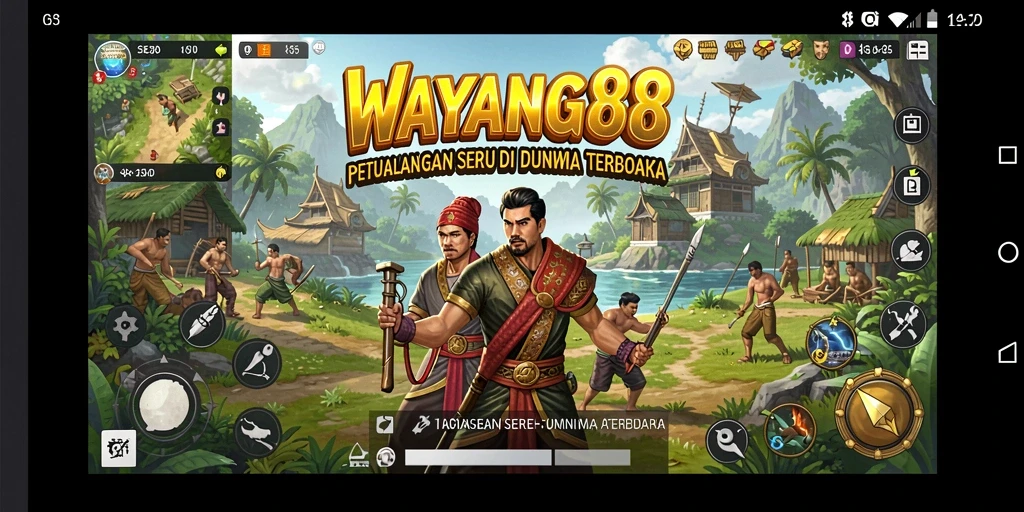 Screenshot utama WAYANG88 menampilkan pemain menjelajahi dunia terbuka yang indah.